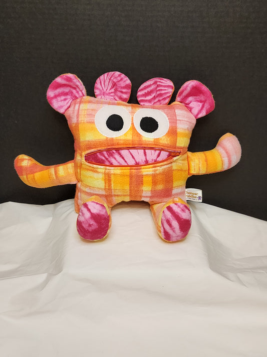 Chomper Buddy- Sunset fleece with pink swirl 14"