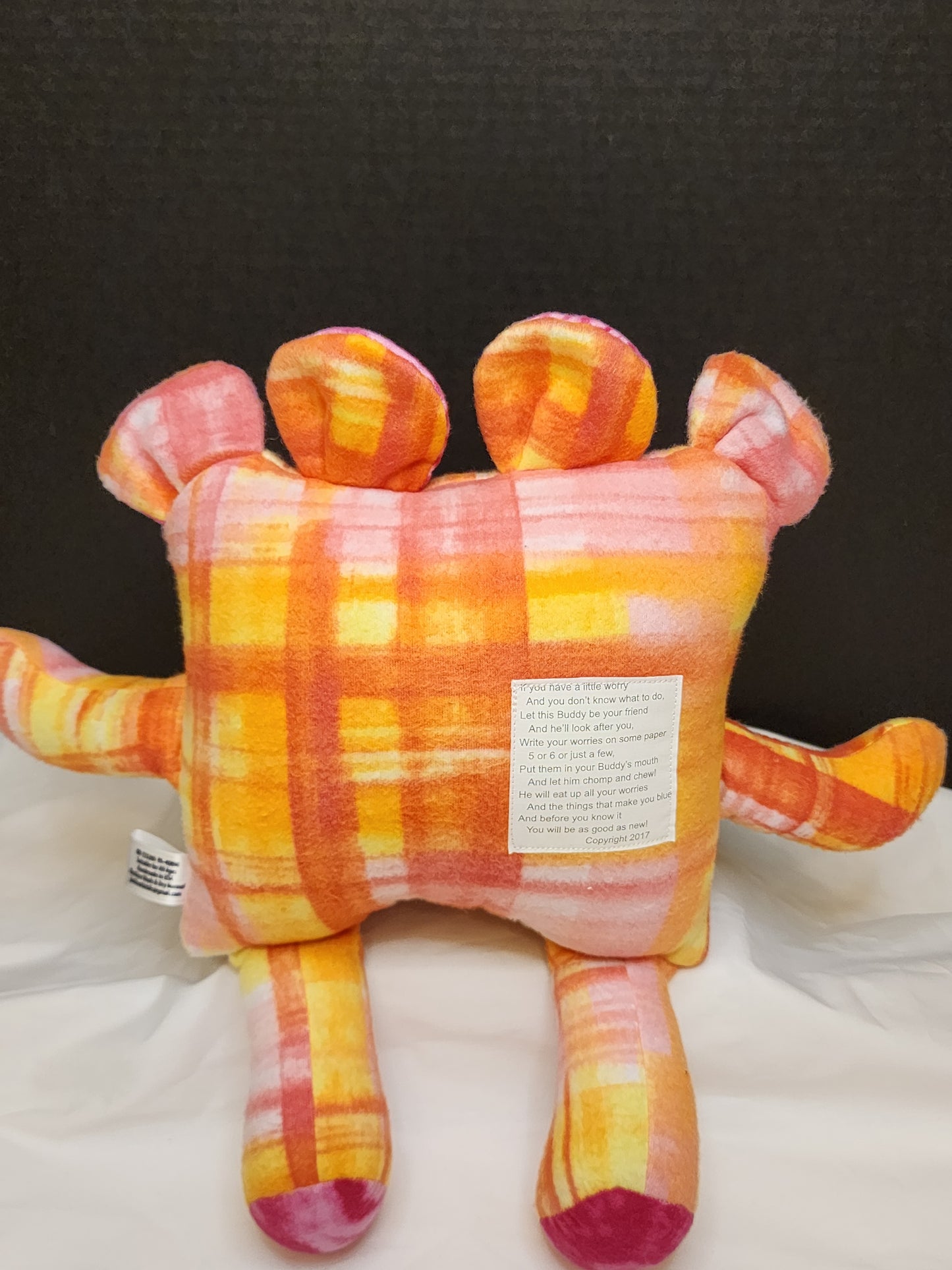 Chomper Buddy- Sunset fleece with pink swirl 14"