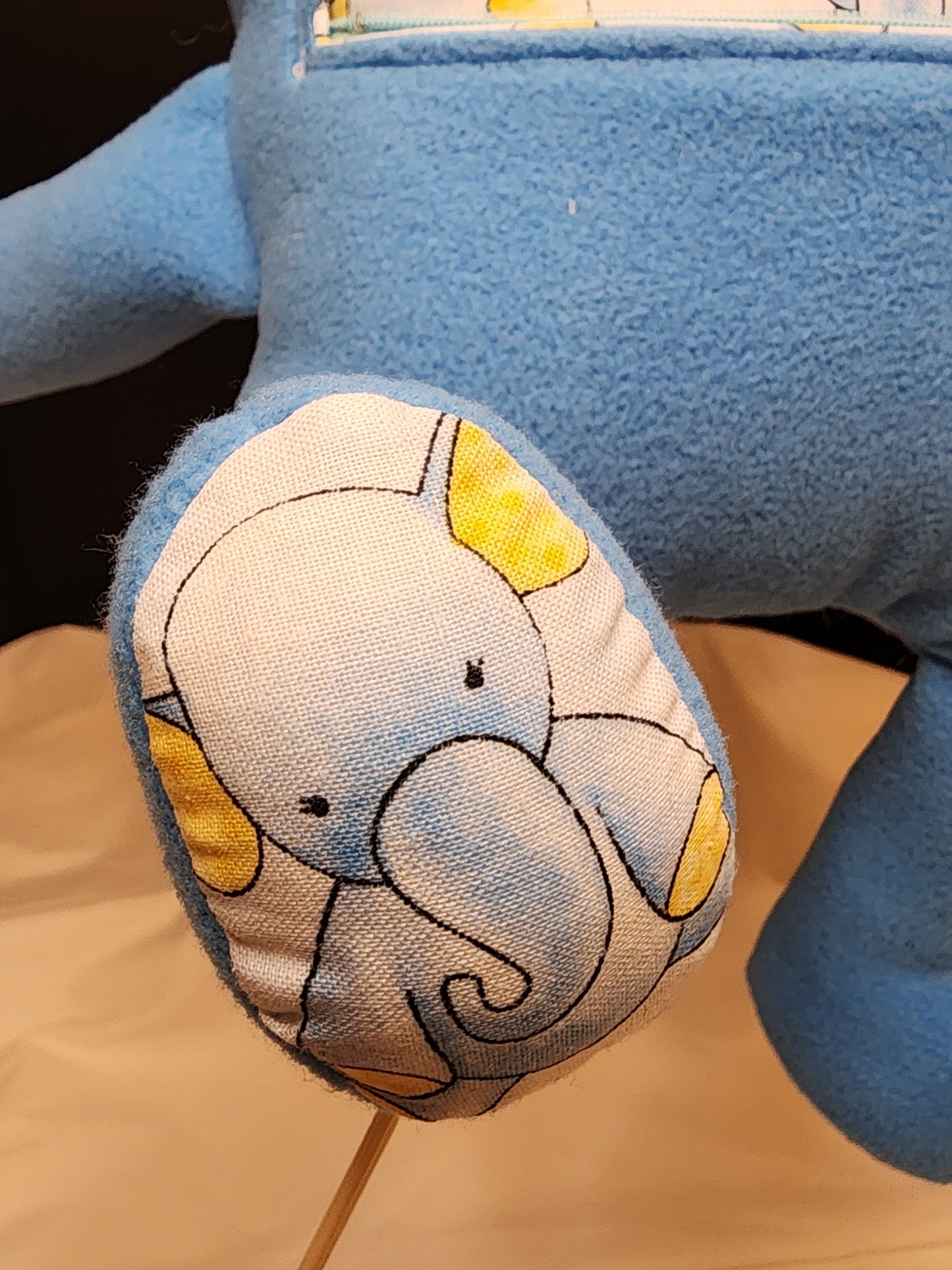 Chomper Buddy Blue with lite blue elephants 14"