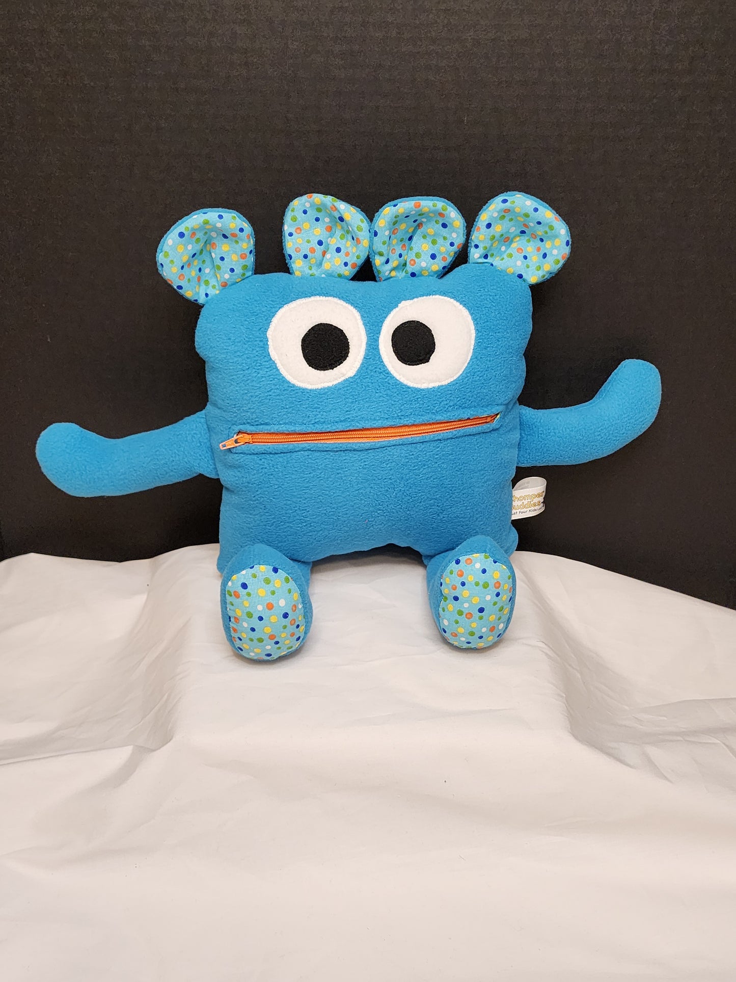 Chomper Buddy Turquoise with multicolor dots 14"