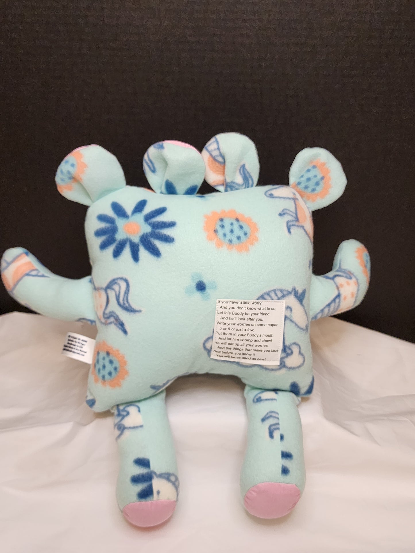 Chomper Buddy Unicorn and flowers and pink 14"