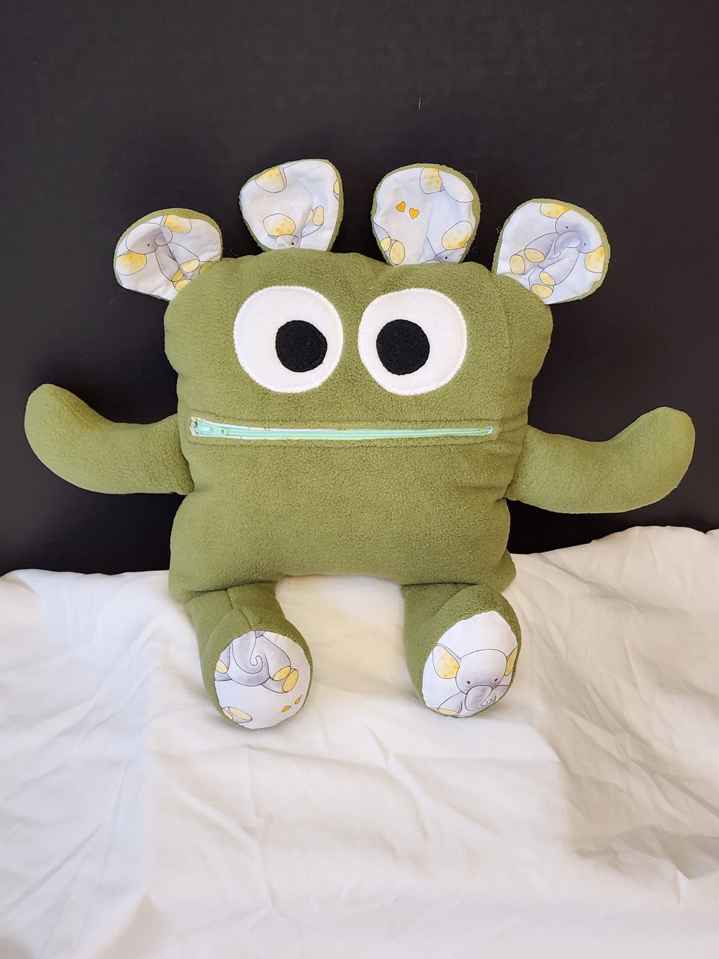 Chomper Buddy Olive green fleece elephant lining 14"