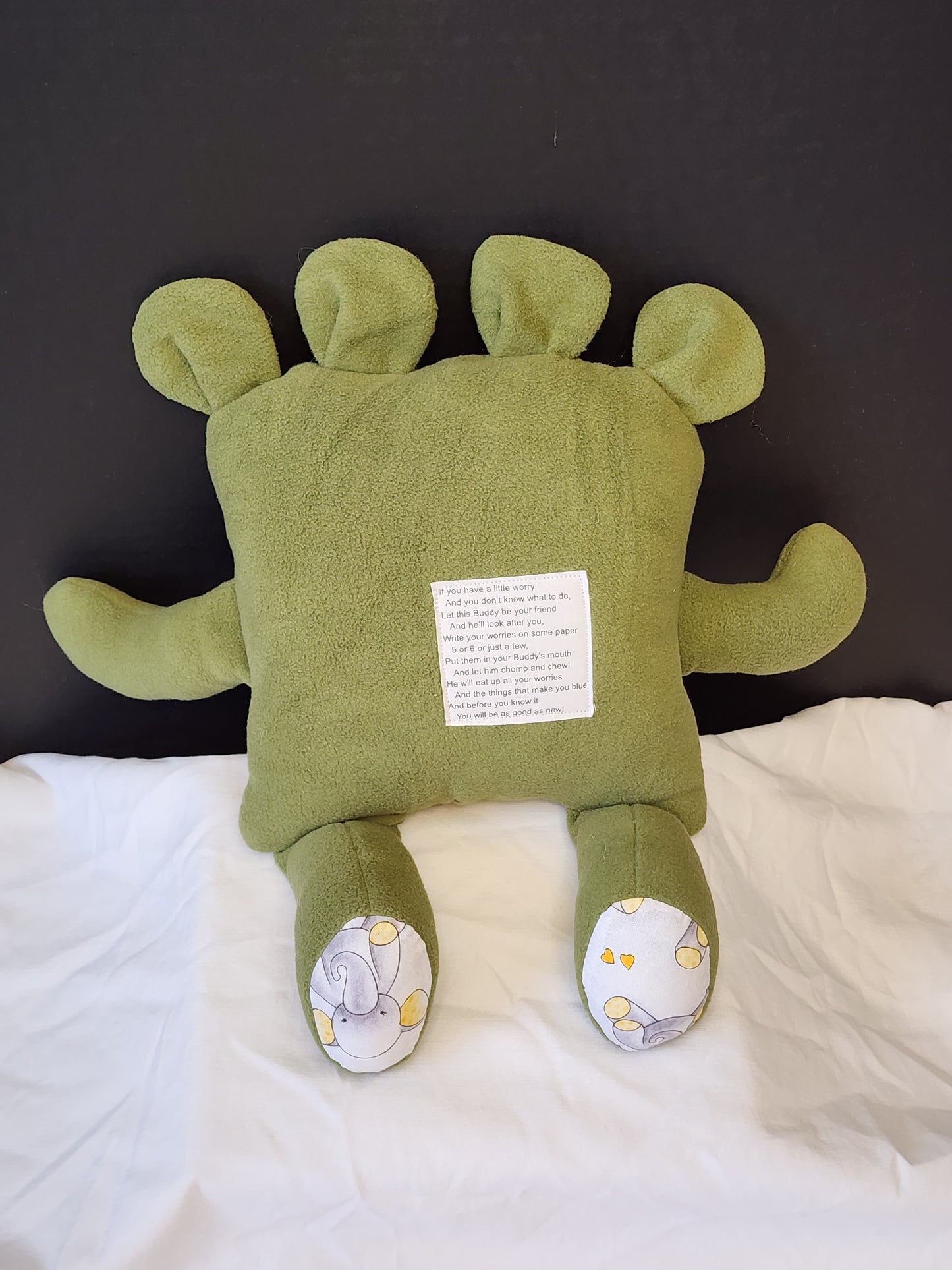 Chomper Buddy Olive green fleece elephant lining 14"