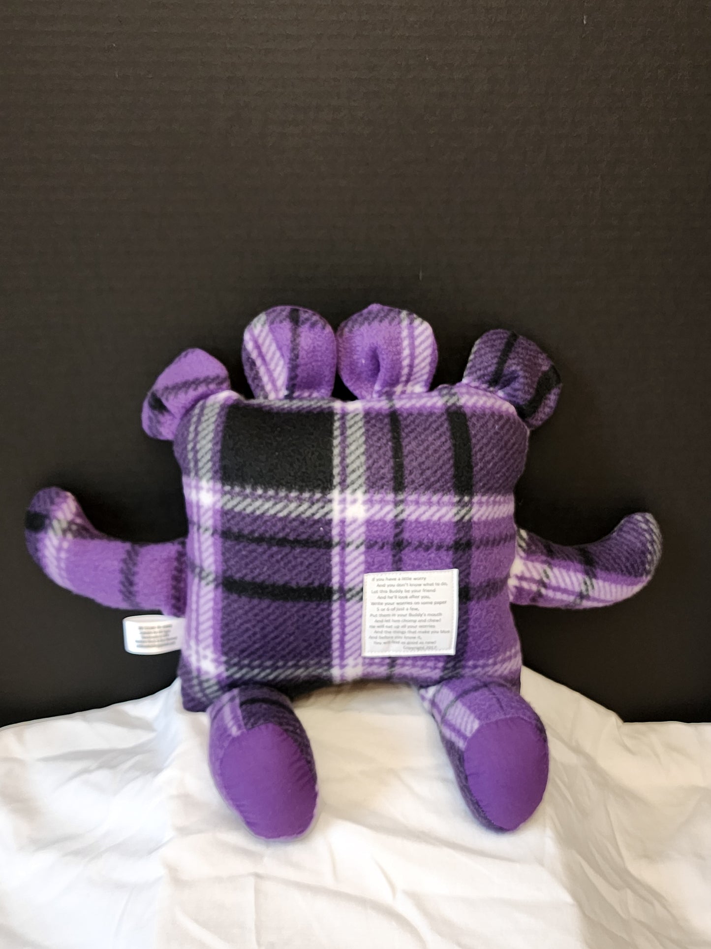 Chomper Buddy Purple Plaid with purple lining 14"