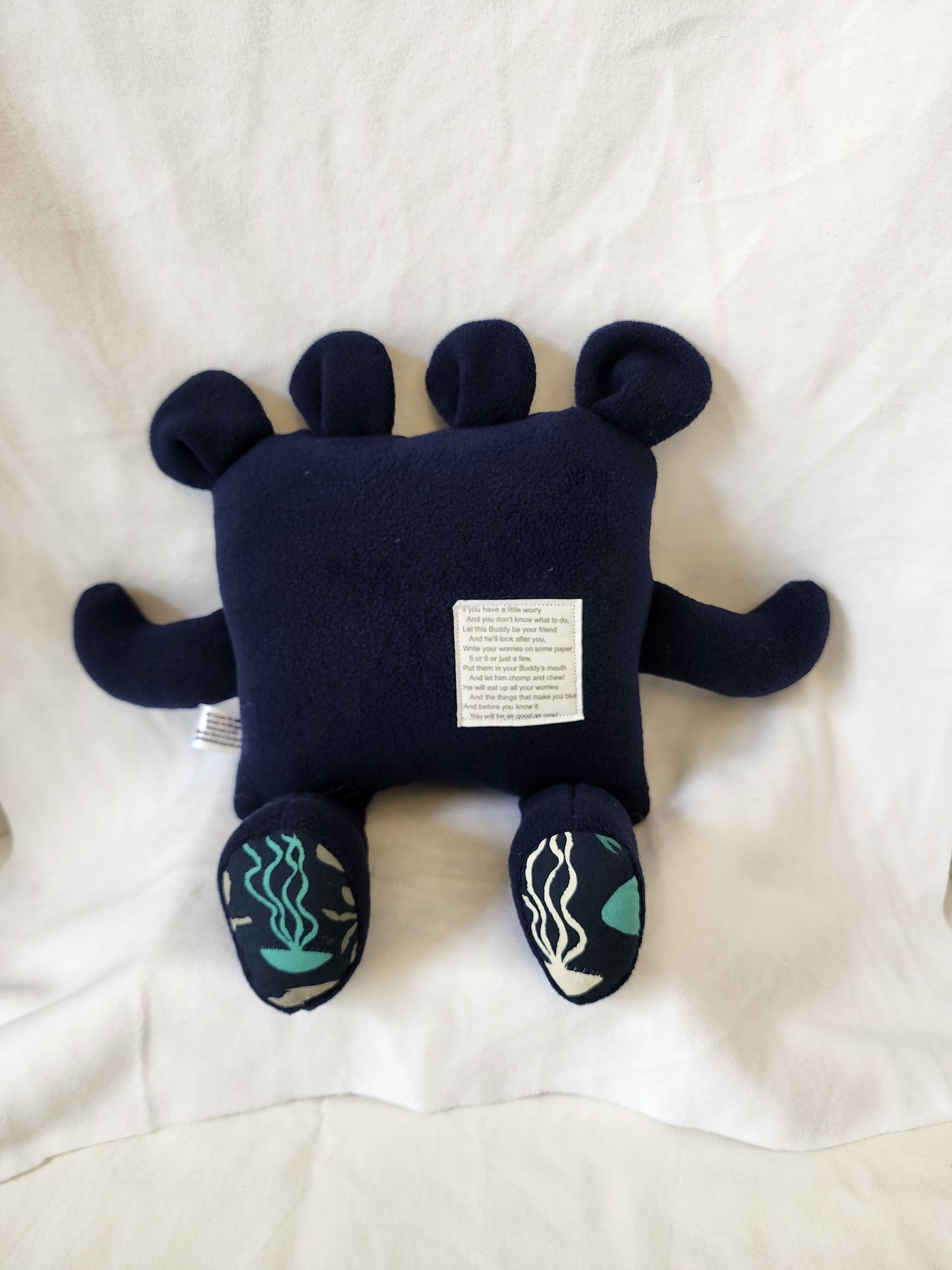 Chomper Buddy 14" Navy fleece with sea animal lining