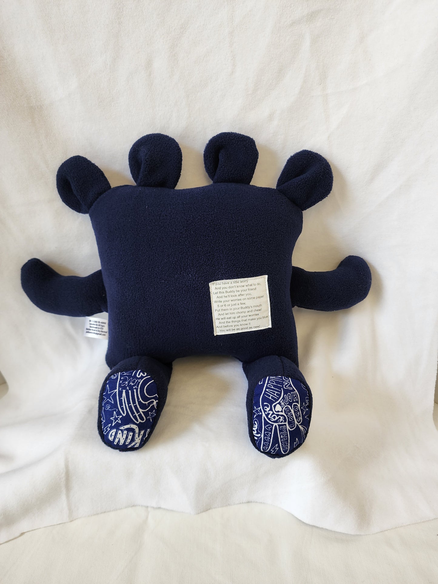 Chomper Buddy 14" Navy fleece with Peace, Love, Inspire lining