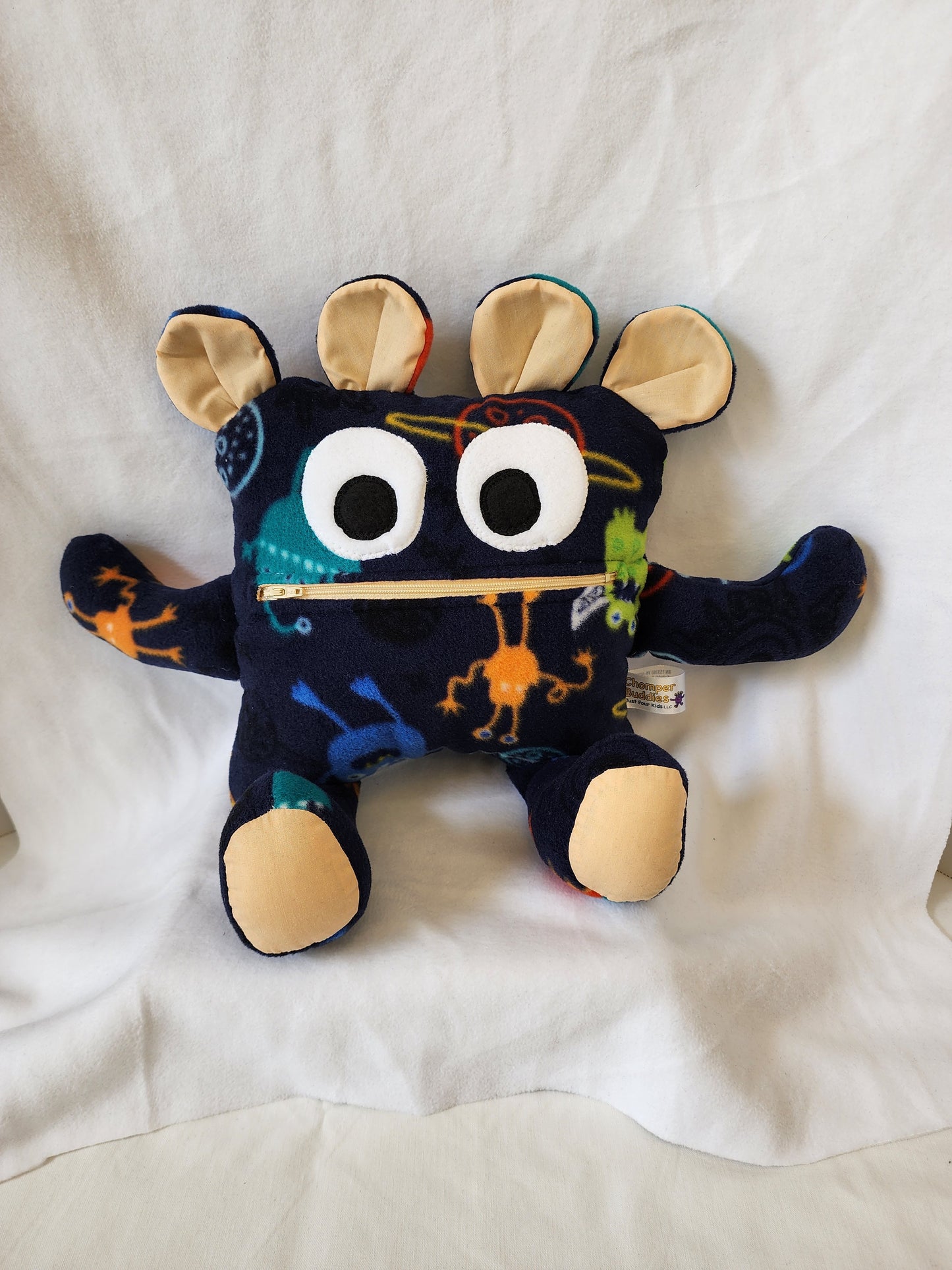 Chomper Buddy 14" Monster alien Planet fleece with peach lining