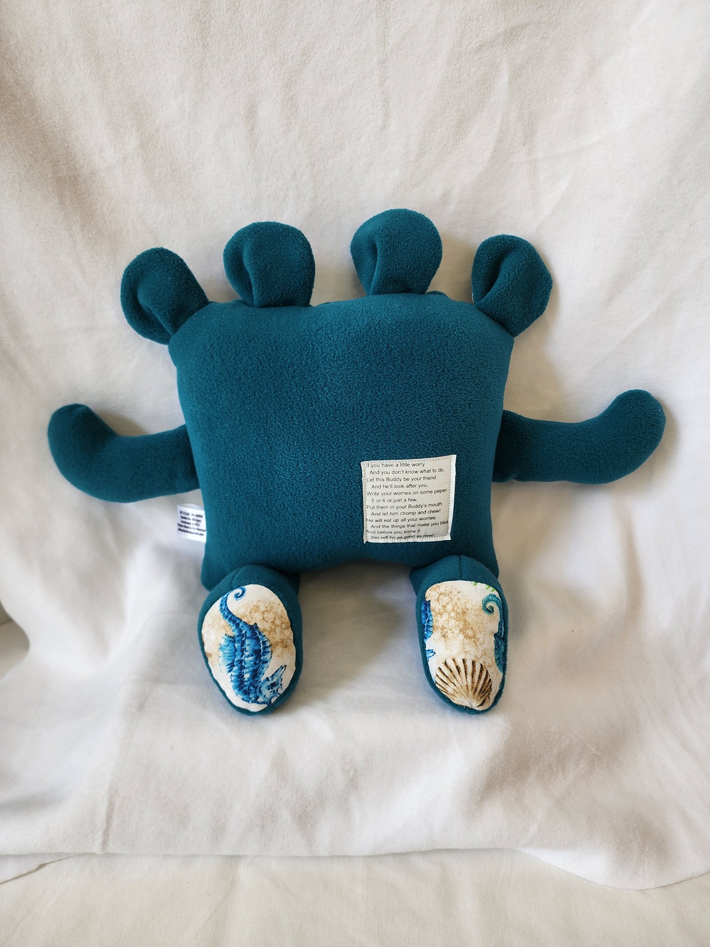 Chomper Buddy 14" Dark Teal with Sea Creatures Lining