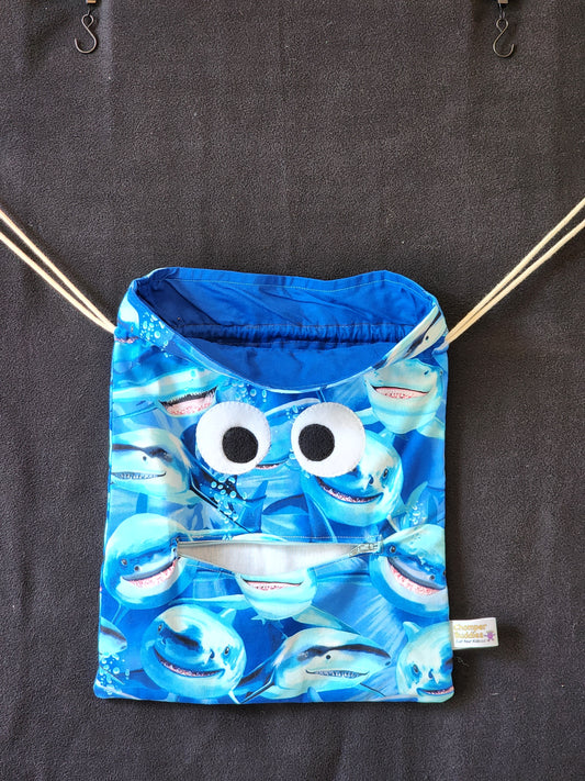 Chomper Buddy Drawstring bag, Slumber Bag,  Dementia Alzheimer's,  Sharks