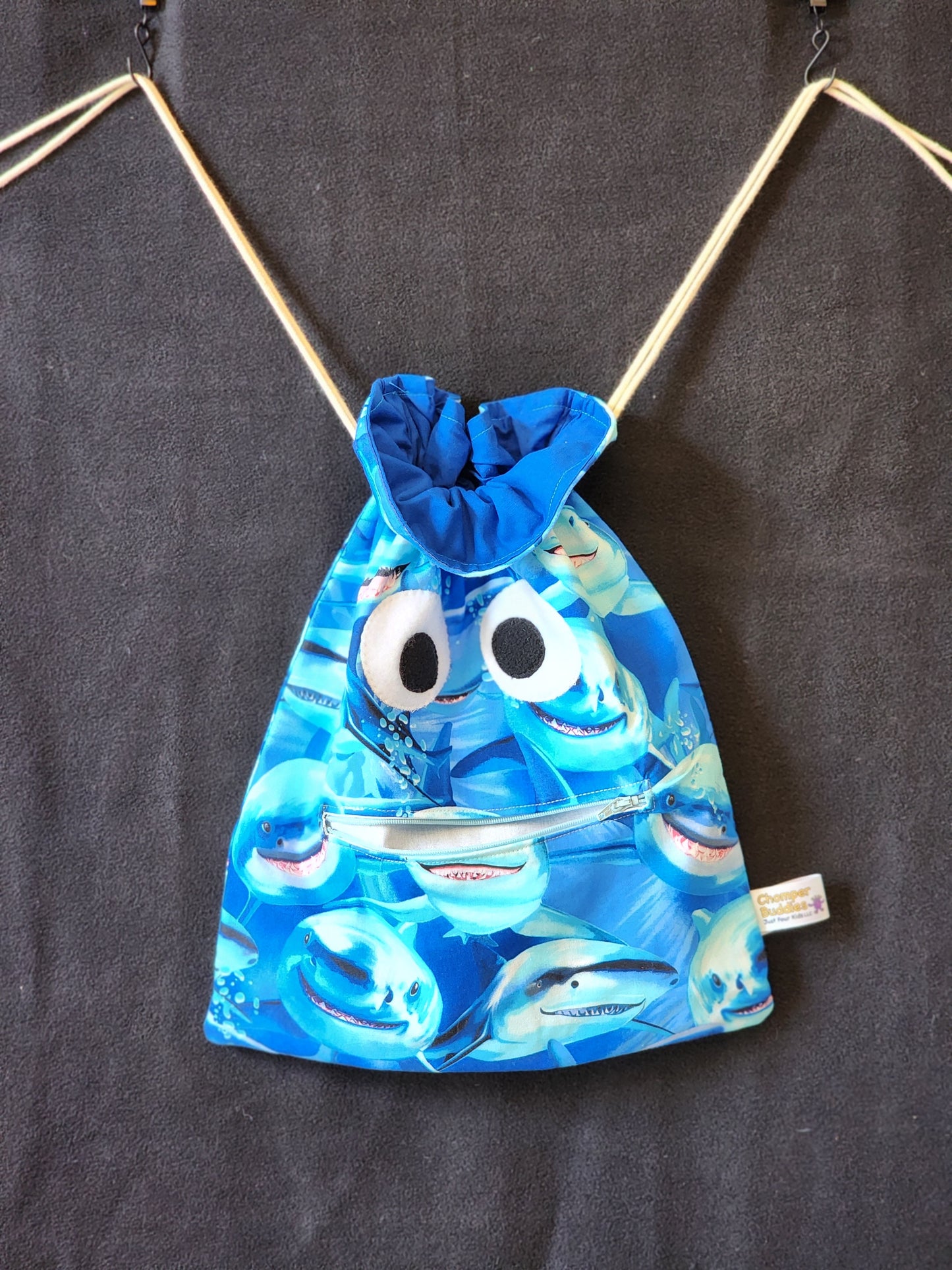 Chomper Buddy Drawstring bag, Slumber Bag,  Dementia Alzheimer's,  Sharks