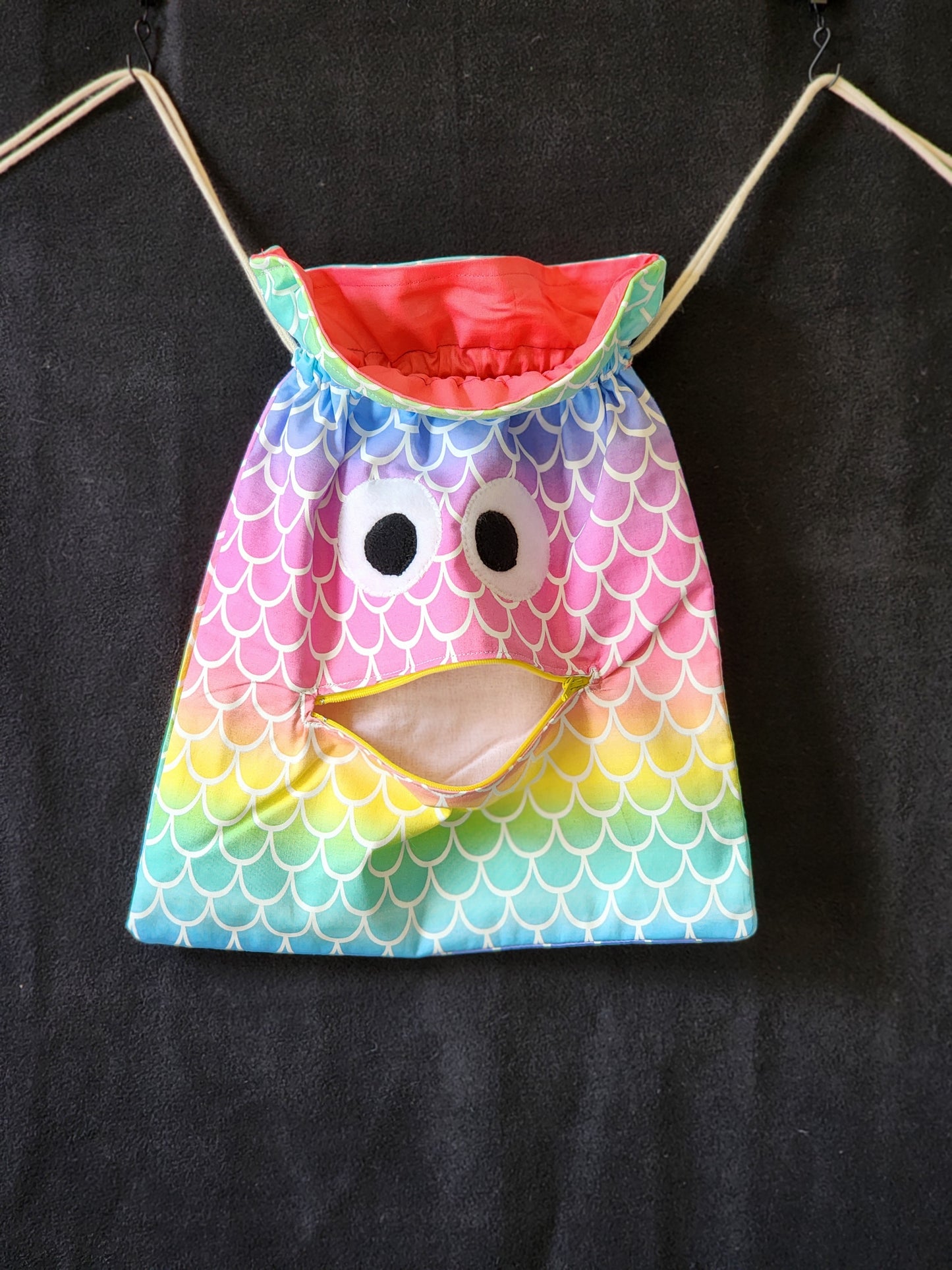 Chomper Buddy Drawstring bag, Slumber Bag,  Dementia Alzheimer's, Mermaid Scales