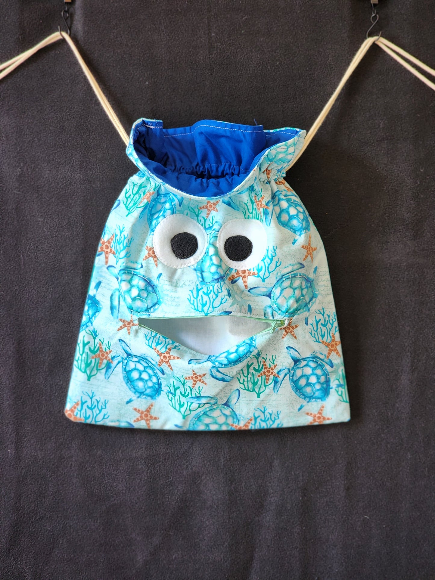 Chomper Buddy Drawstring bag, Slumber Bag,  Dementia Alzheimer's, Turtles & starfish