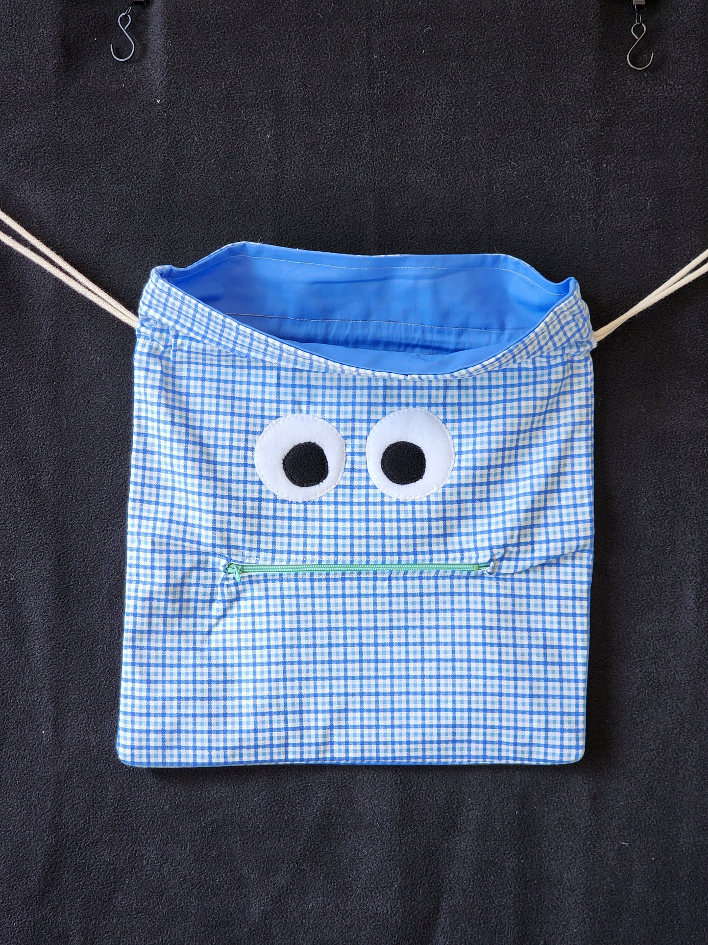 Chomper Buddy Slumber Bag Dance Bag, Fidget Holder Bag blue green plaid