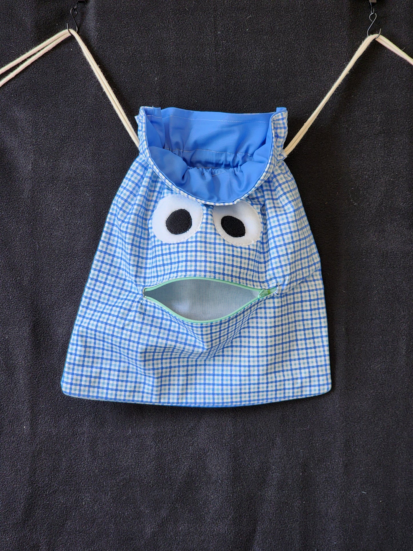 Chomper Buddy Slumber Bag Dance Bag, Fidget Holder Bag blue green plaid