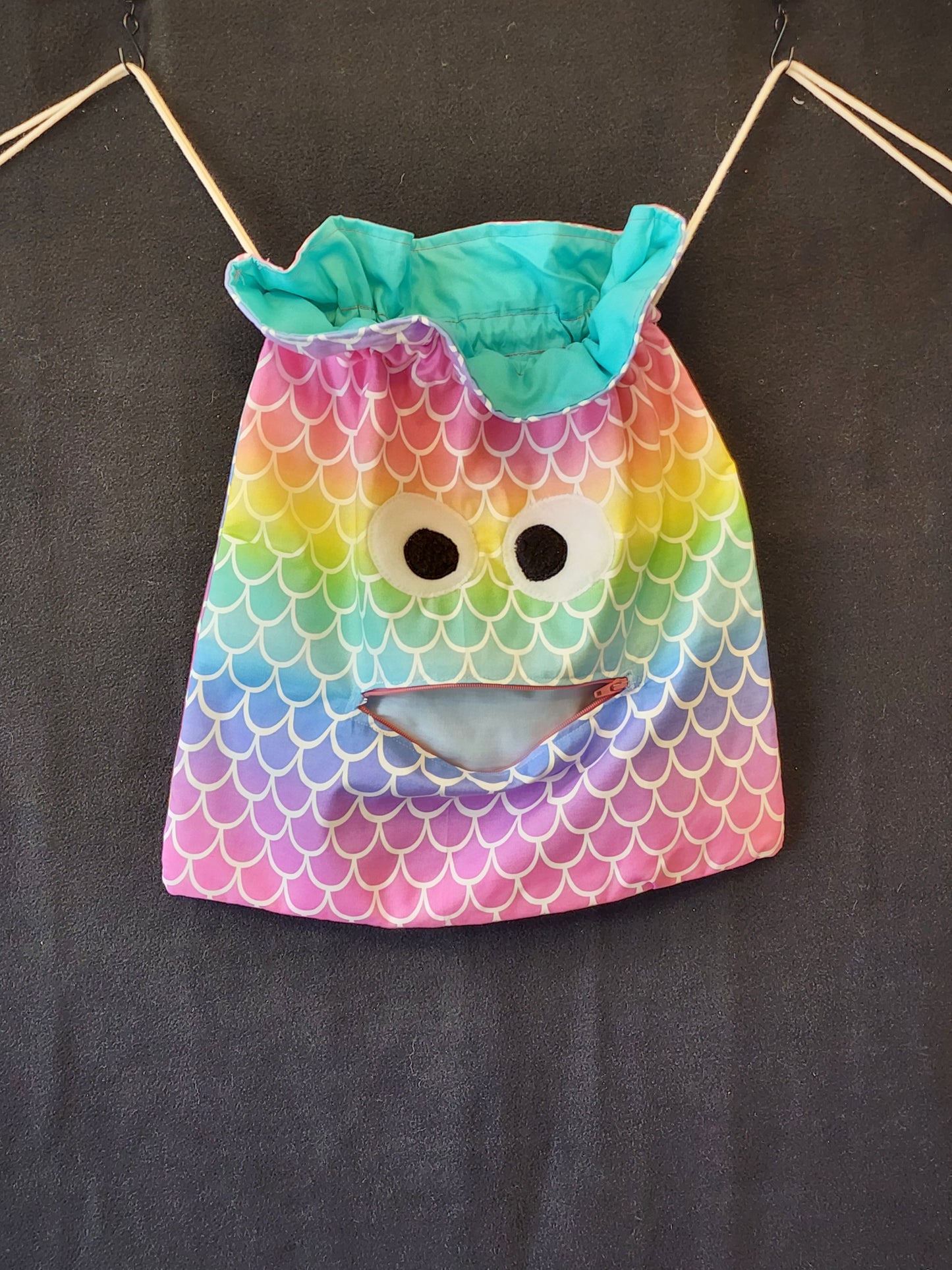 Chomper Buddy Drawstring bag, Slumber Bag, Dementia Alzheimer's, Mermaid Scales