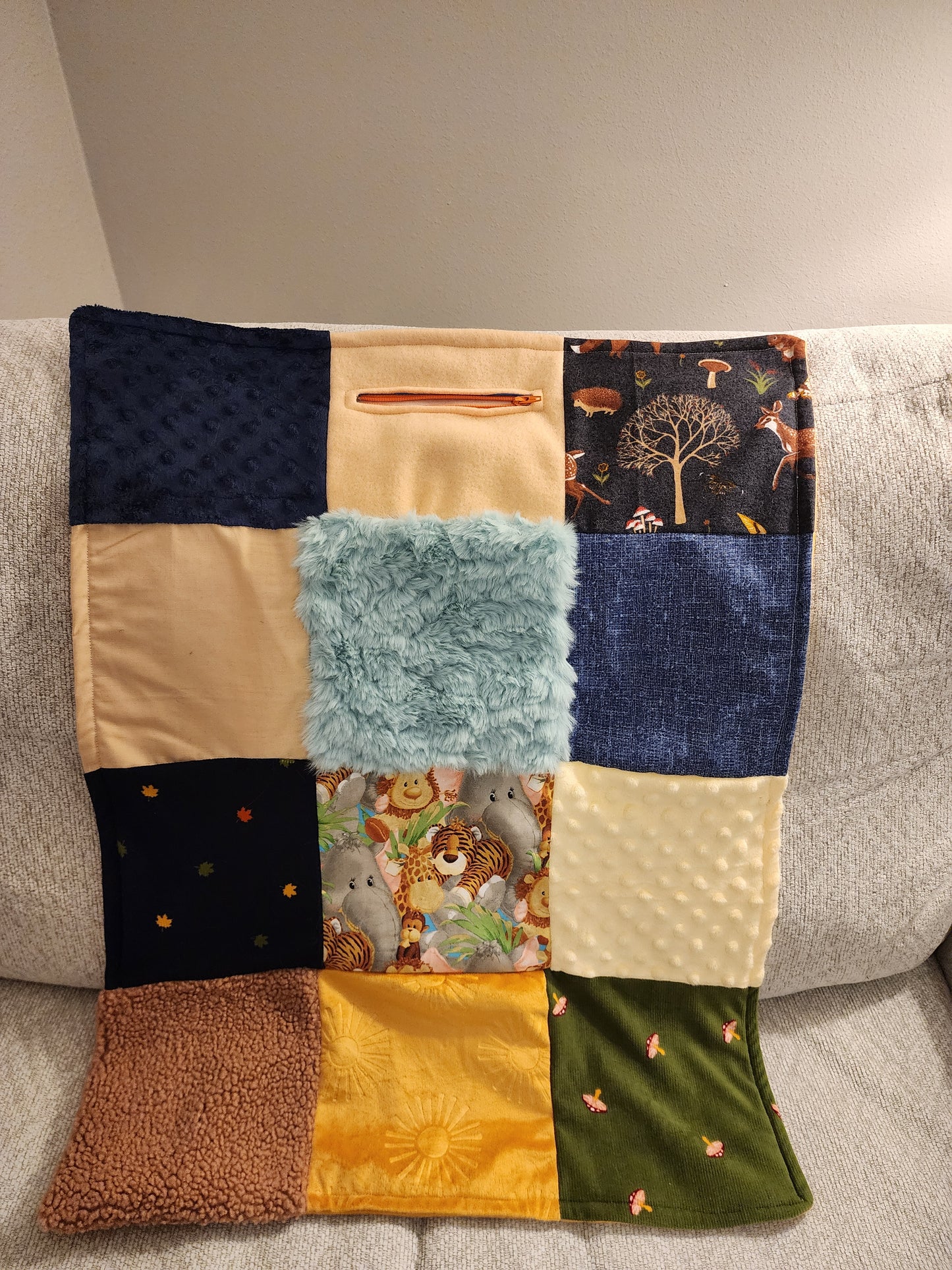 Sensory Blanket-  fidget lap blanket Dementia woodland animals