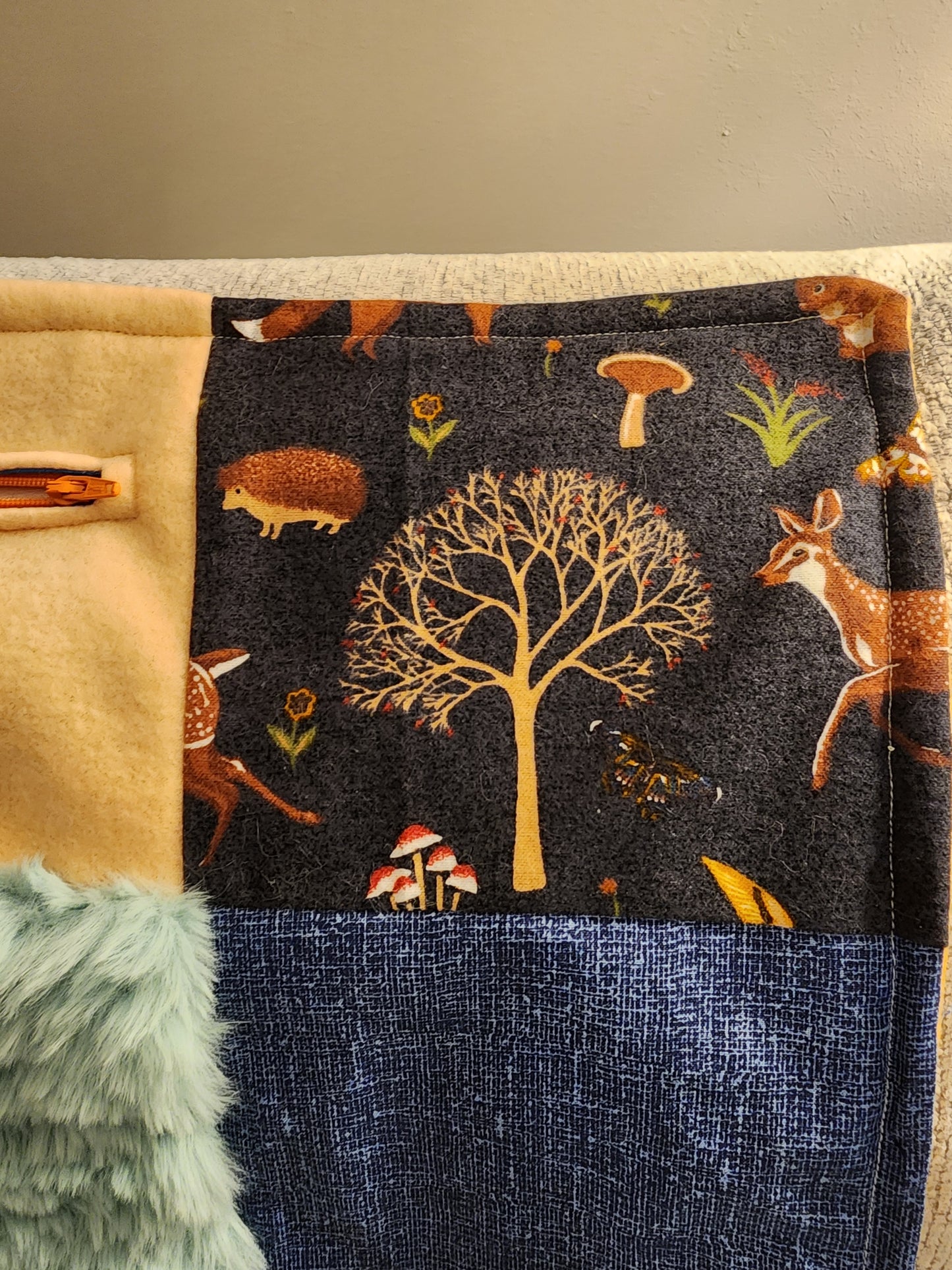 Sensory Blanket-  fidget lap blanket Dementia woodland animals