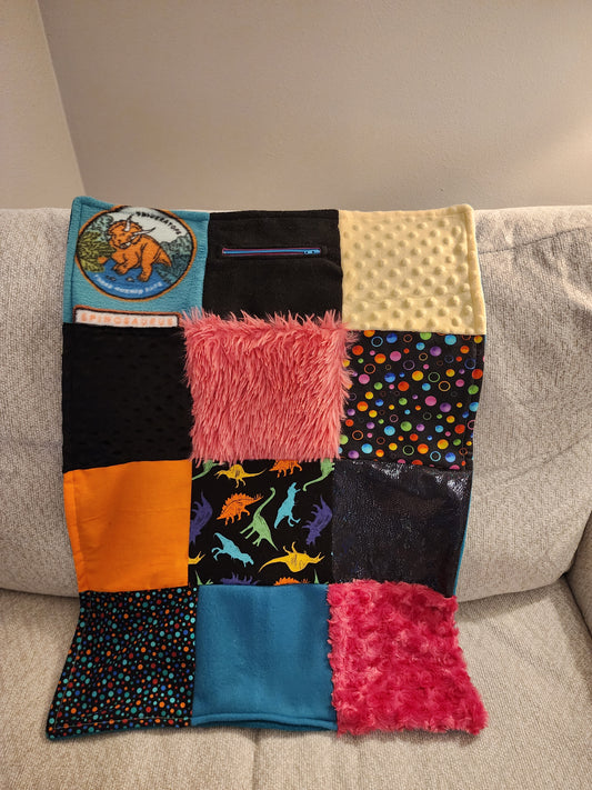 Sensory Blanket- Dinosaur Theme fidget lap blanket Dementia