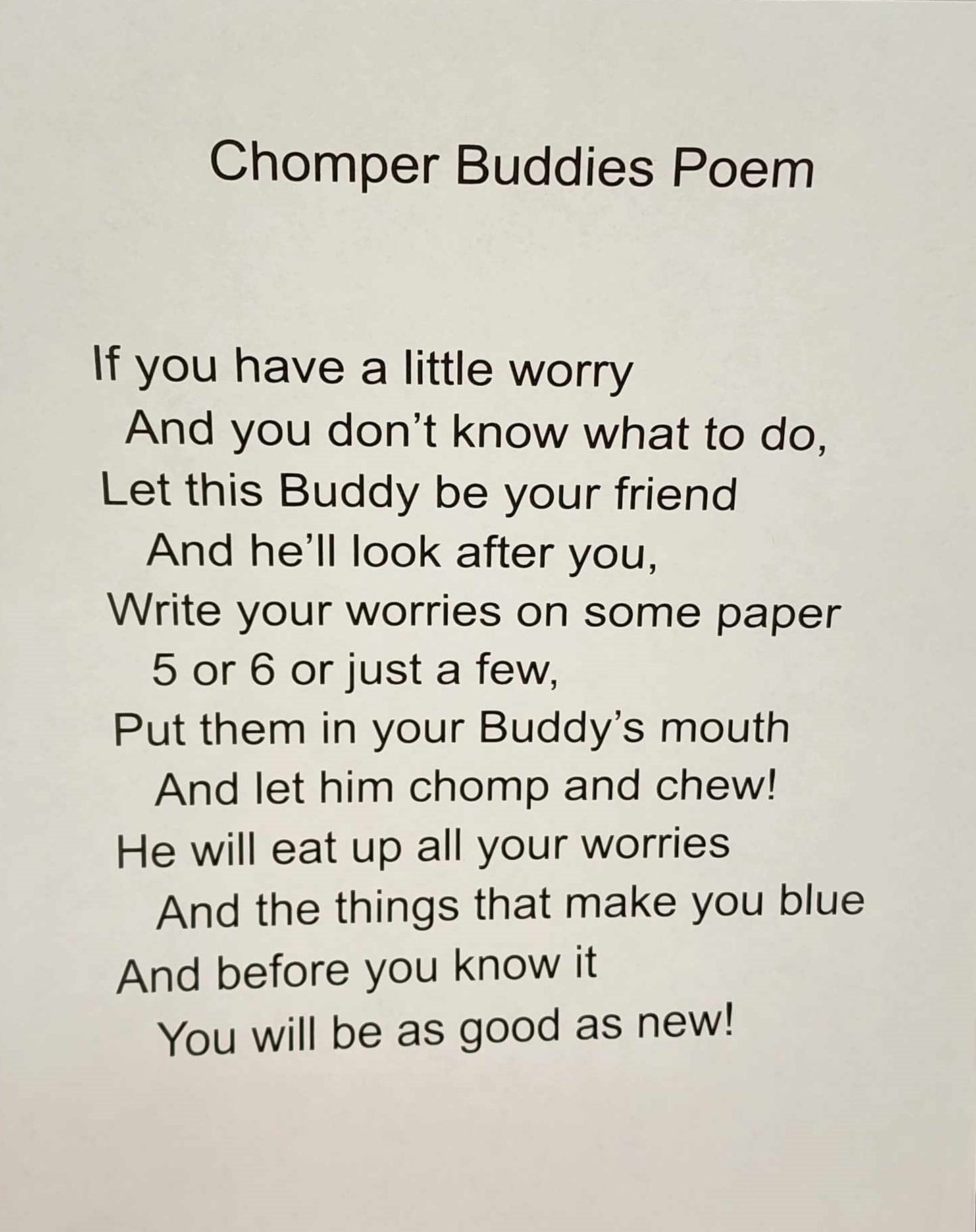 Chomper Buddy 14" Navy fleece with Peace, Love, Inspire lining