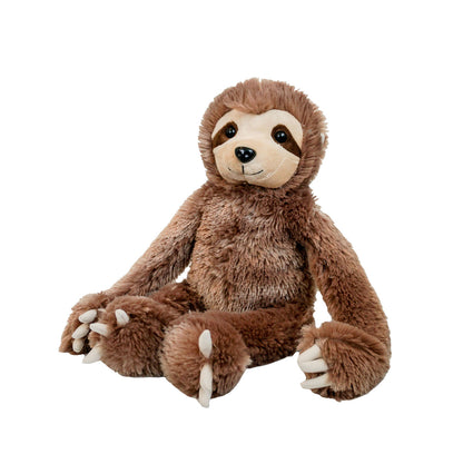 A soft, furry 16” plush sloth stuffy sitting on an angle with a white background. *Comes unstuffed.