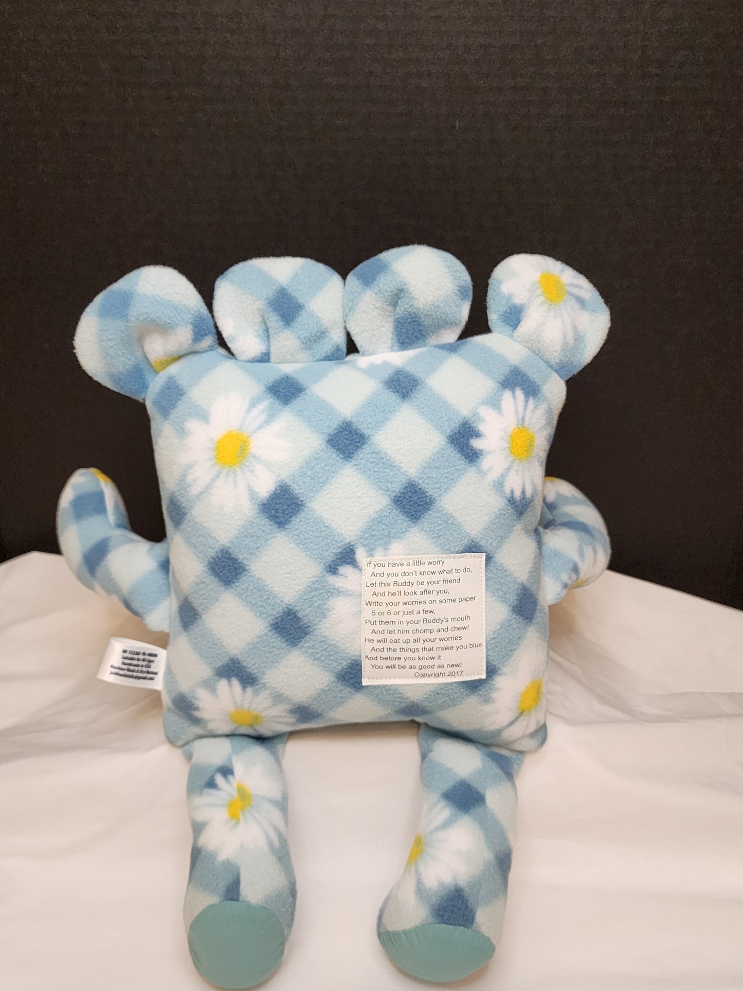 Chomper Buddy 14" Blue/White plaid with Daisy's