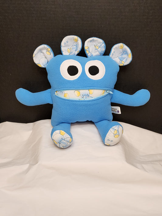 Chomper Buddy  Blue with lite blue elephants 14"