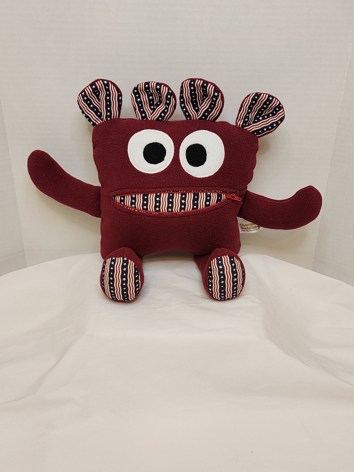 Chomper Buddy  Burgundy with red white & blue with stars 14"