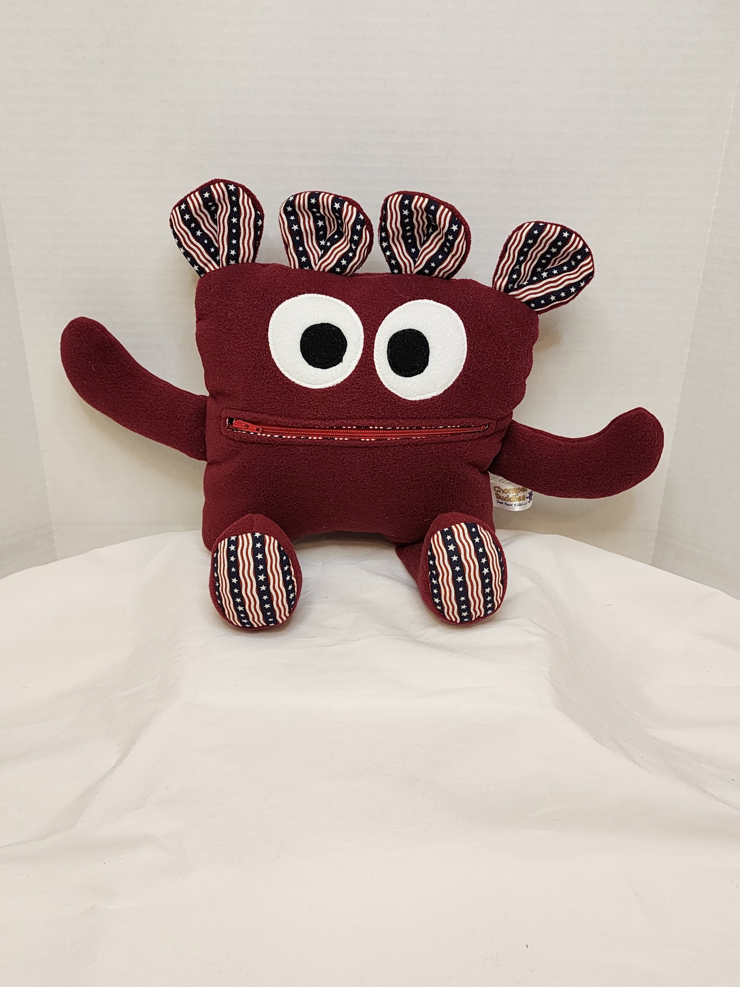 Chomper Buddy  Burgundy with red white & blue with stars 14"