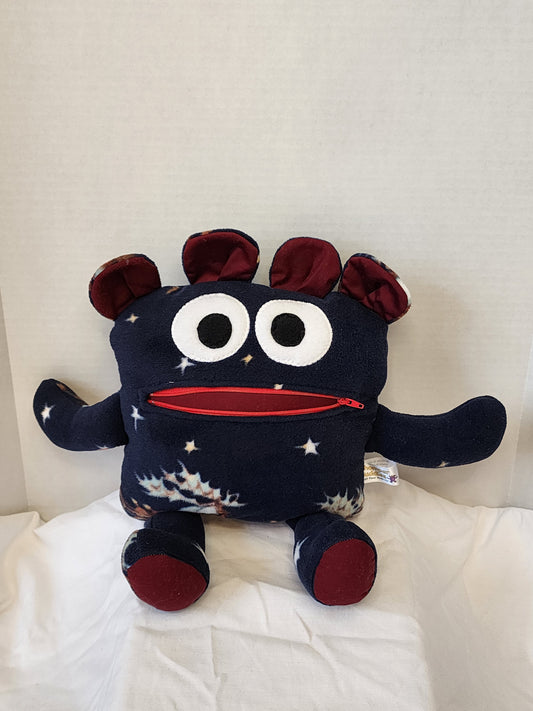 Chomper Buddy 14" Navy with Santa fleece and burgundy lining