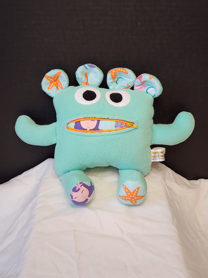 Chomper Buddy 11" Teal fleece with mermaid lining