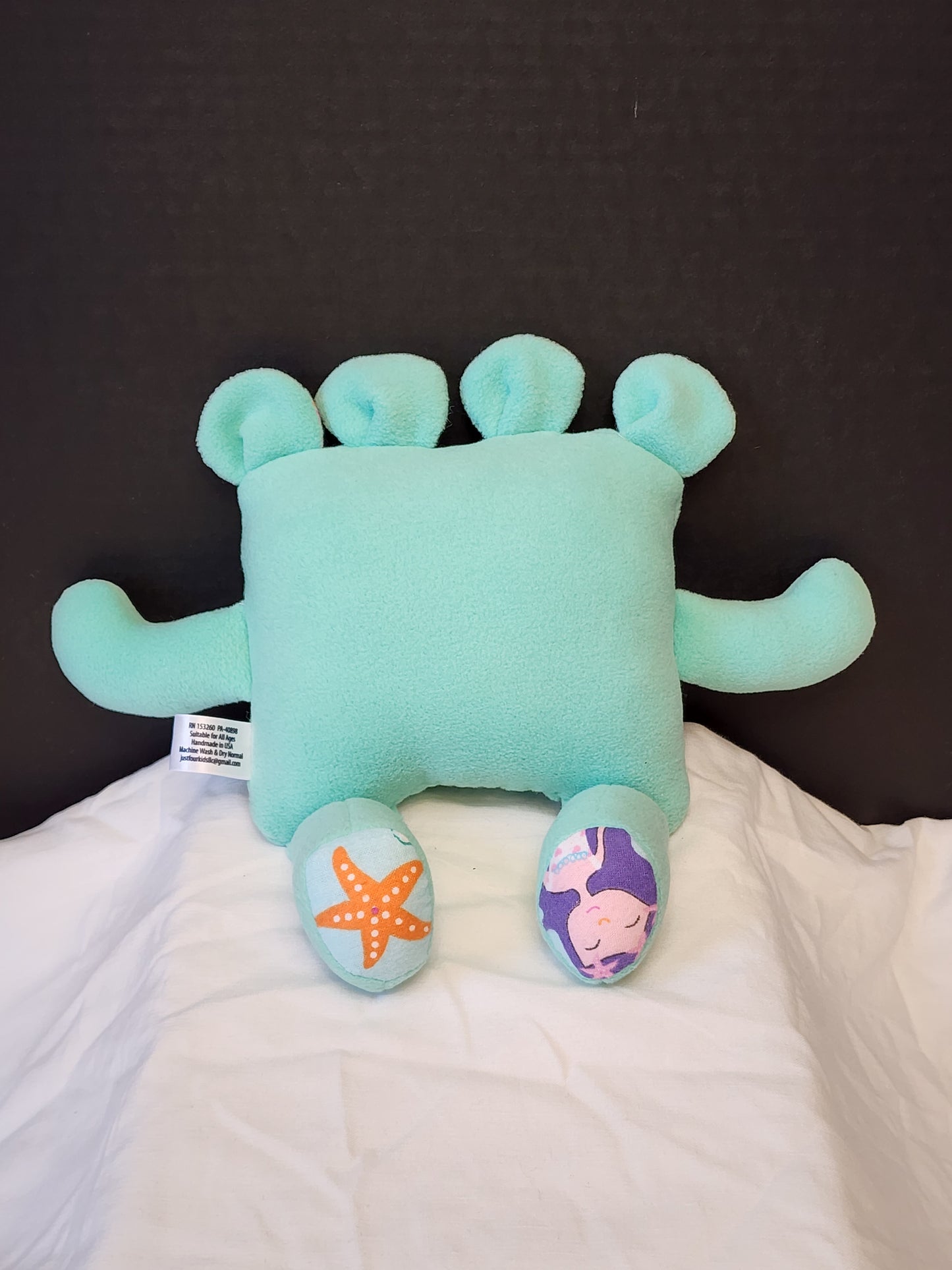 Chomper Buddy 11" Teal fleece with mermaid lining