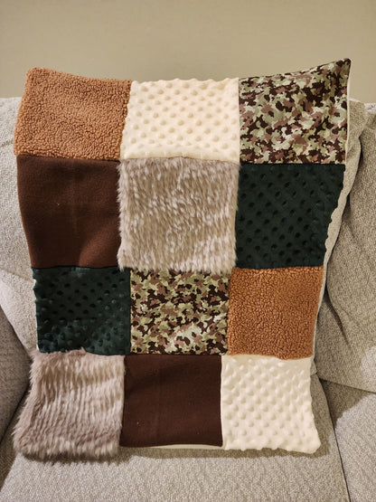 Sensory Blanket- Army Camo  Theme plush fur minky dimple dot