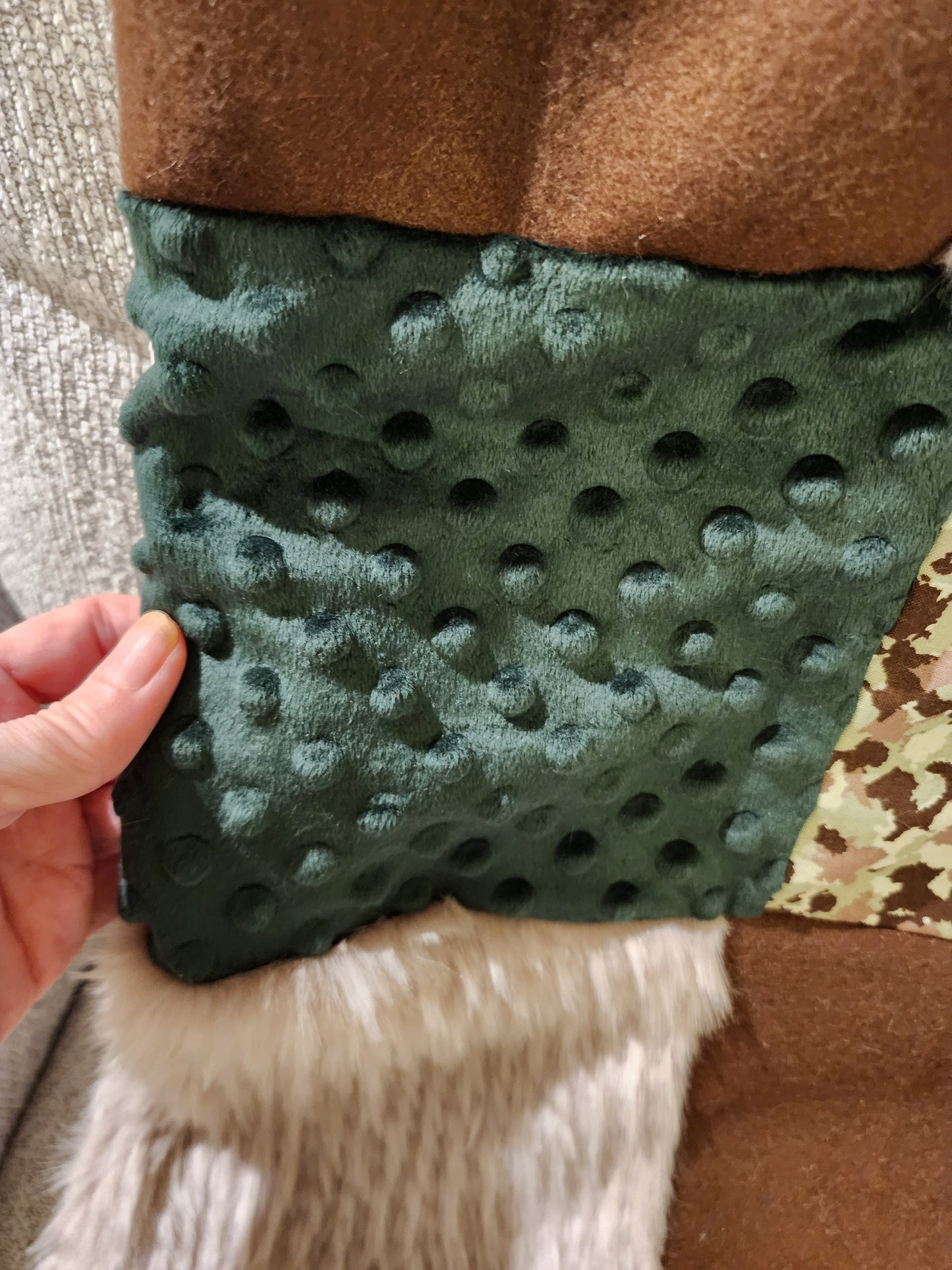 Sensory Blanket- Army Camo  Theme plush fur minky dimple dot