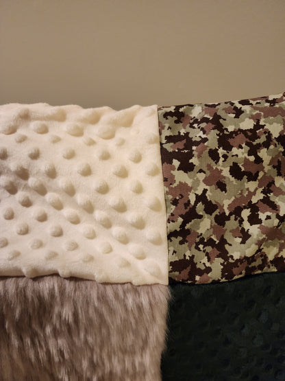 Sensory Blanket- Army Camo  Theme plush fur minky dimple dot