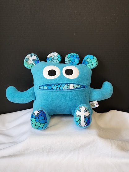 Chomper Buddy 14" turquoise fleece with white cross lining