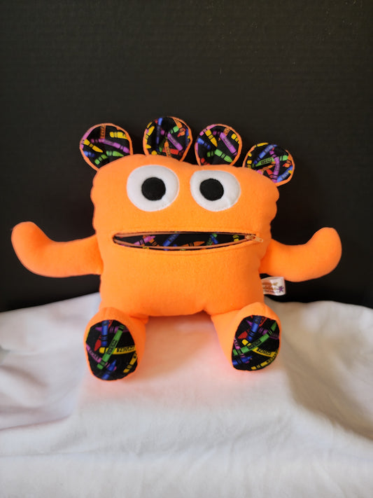 Chomper Buddy 14" Neon orange fleece with crayon lining