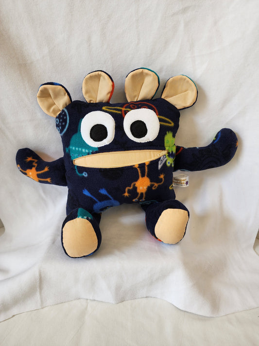 Chomper Buddy 14" Monster alien Planet fleece with peach lining