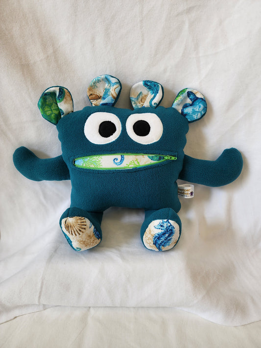 Chomper Buddy 14" Dark Teal with Sea Creatures Lining