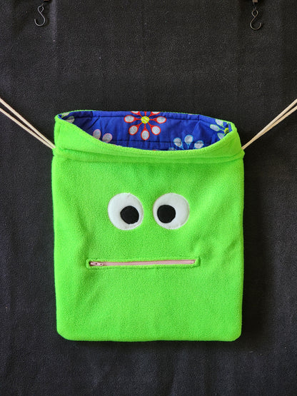 Chomper Buddy Drawstring bag, Slumber Bag,  Dementia Alzheimer's,  Neon Green and tennis
