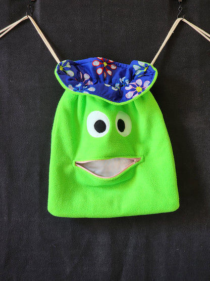 Chomper Buddy Drawstring bag, Slumber Bag,  Dementia Alzheimer's,  Neon Green and tennis