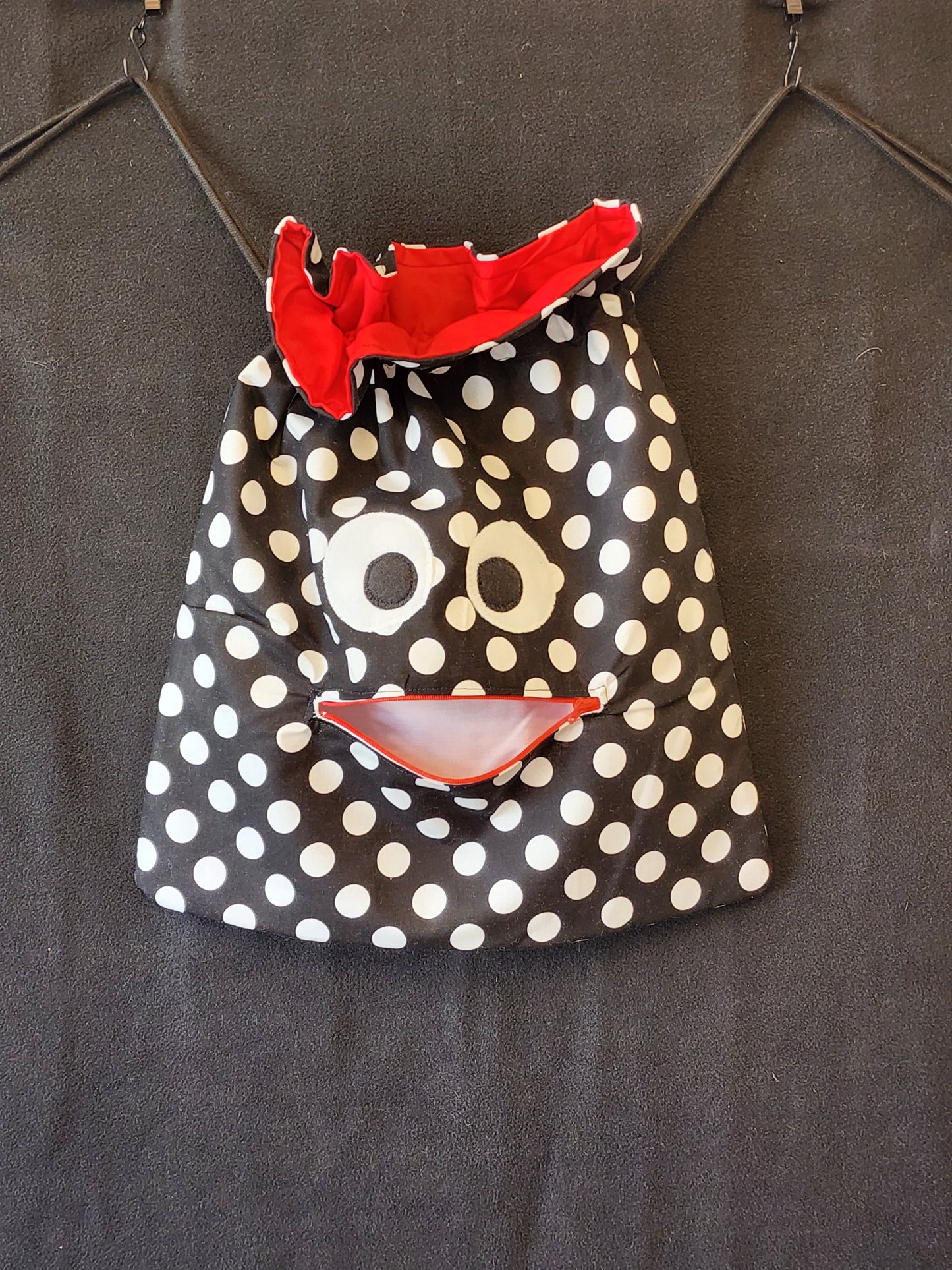 Chomper Buddy Slumber Bag Dance Bag, Fidget Holder Bag White Polka Dots