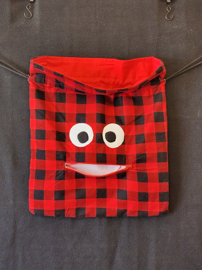 Chomper Buddy Slumber Bag Dance Bag, Fidget Holder Bag Red Black Buffalo Check