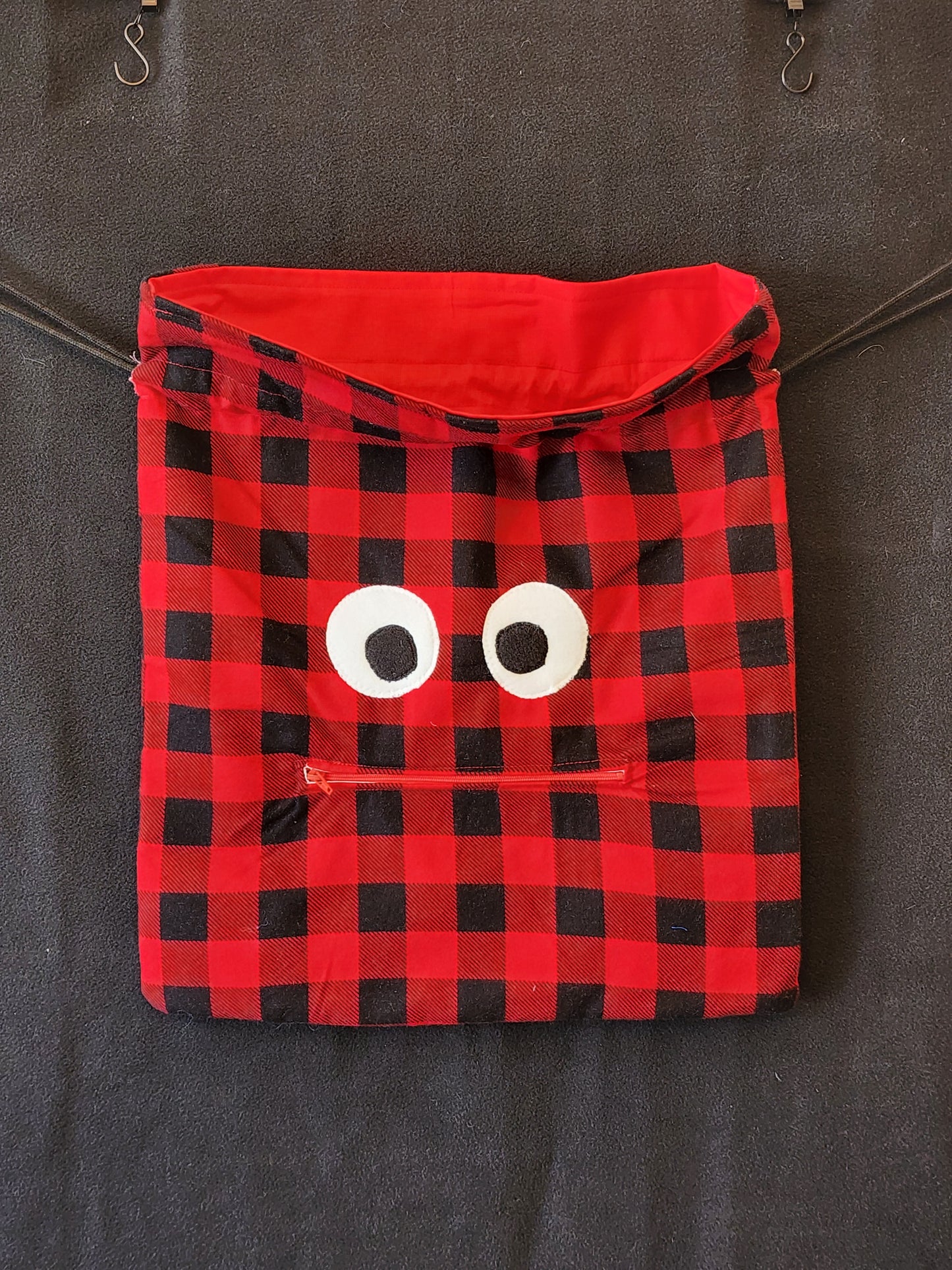 Chomper Buddy Slumber Bag Dance Bag, Fidget Holder Bag Red Black Buffalo Check