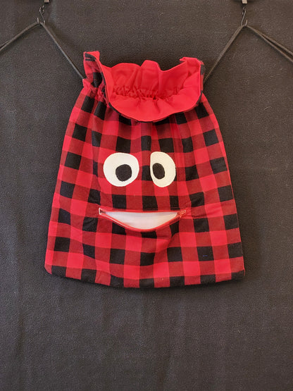 Chomper Buddy Slumber Bag Dance Bag, Fidget Holder Bag Red Black Buffalo Check