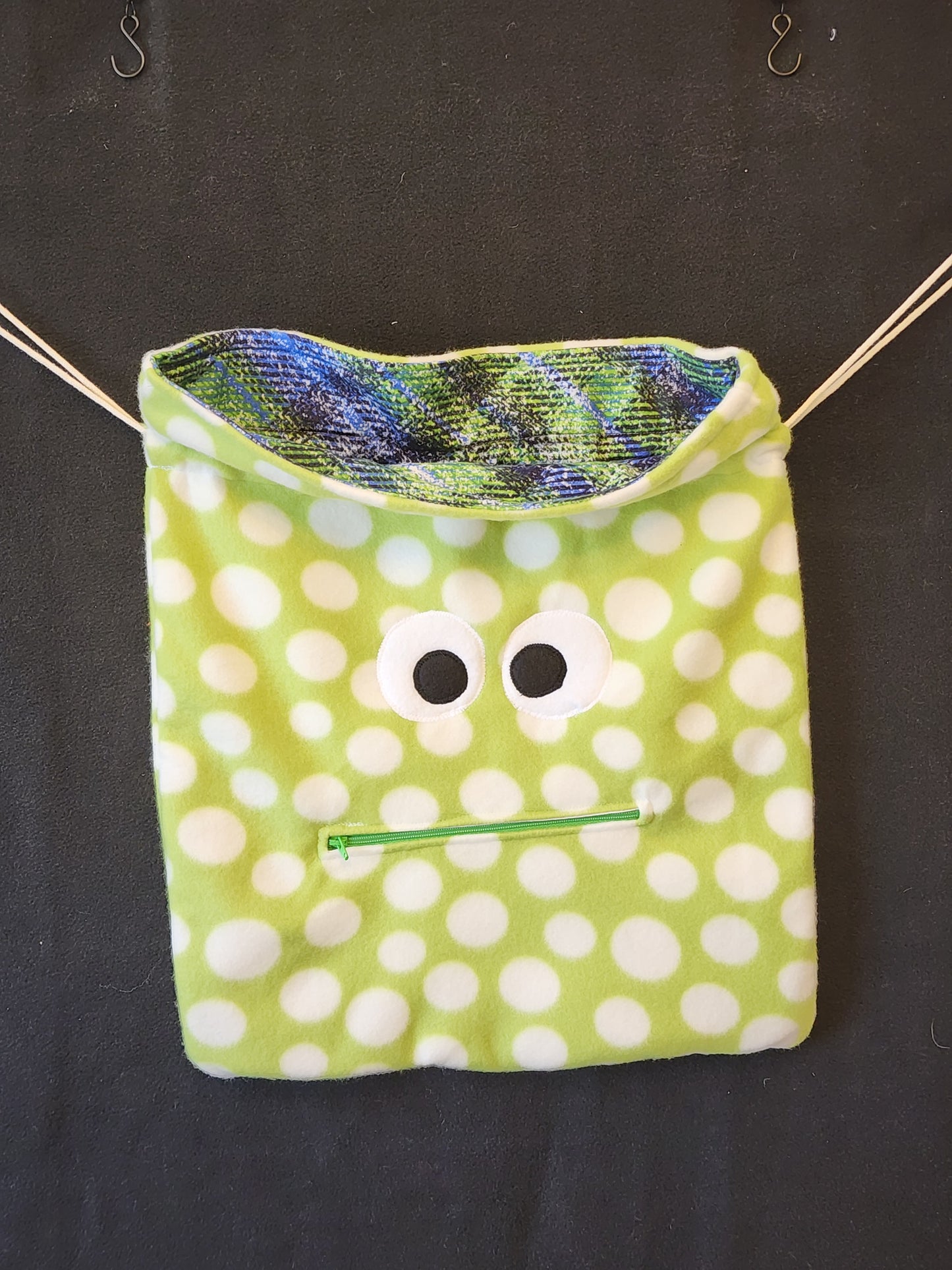 Chomper Buddy Slumber Bag Dance Bag, Fidget Holder Bag green with white dots