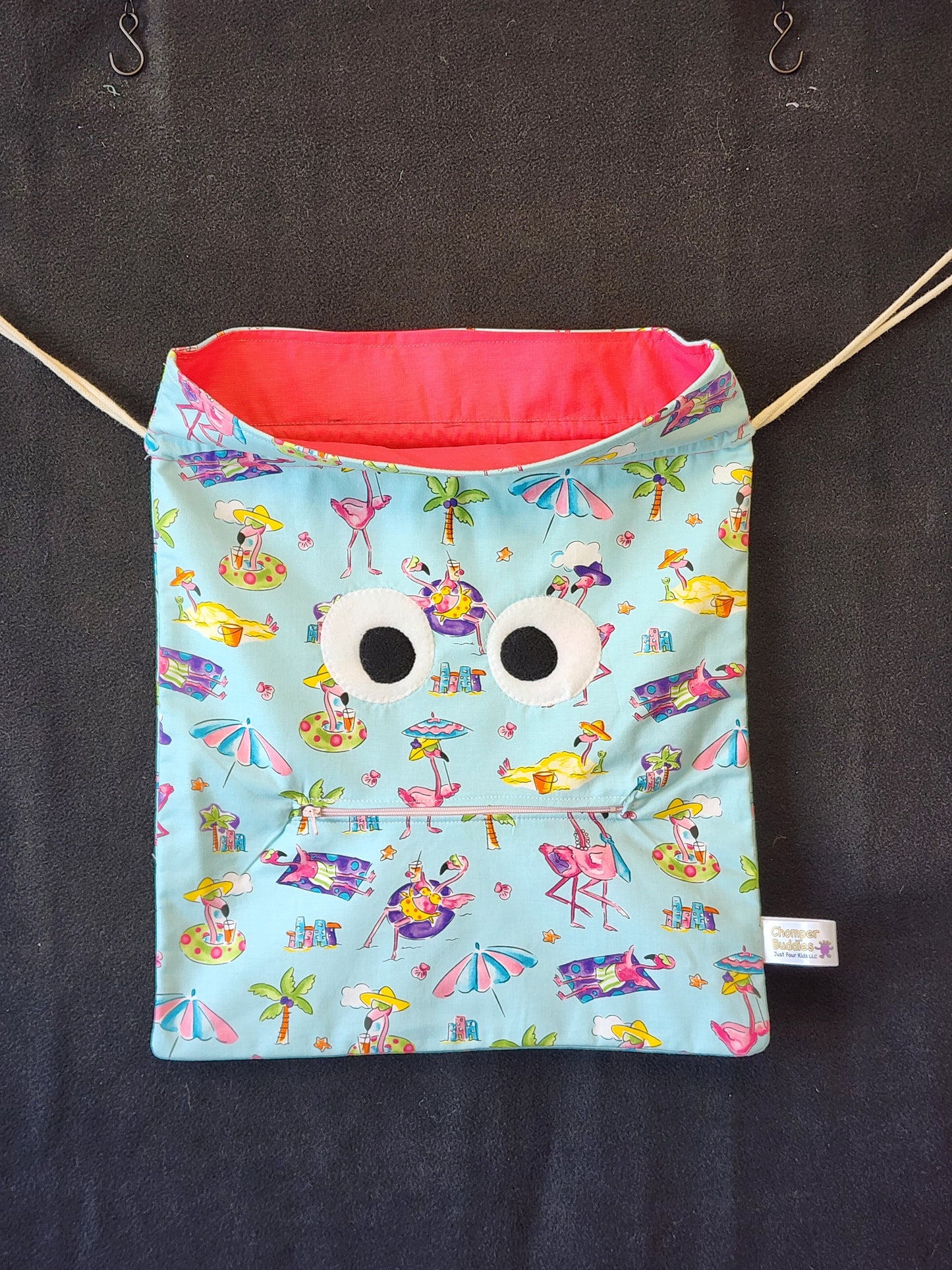 Chomper Buddy Slumber Bag Dance Bag, Fidget Holder Bag Beach Flamingos