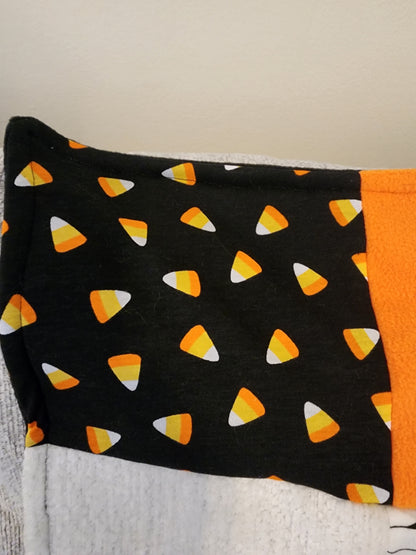 Sensory Blanket- Halloween Theme Push fur zipper pocket candycorn pumpkins