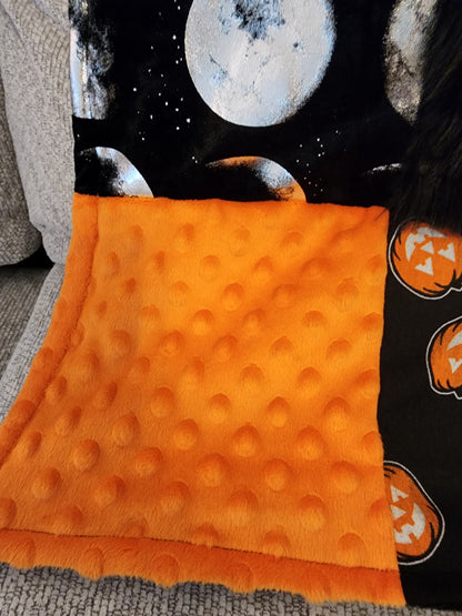 Sensory Blanket- Halloween Theme Push fur zipper pocket candycorn pumpkins