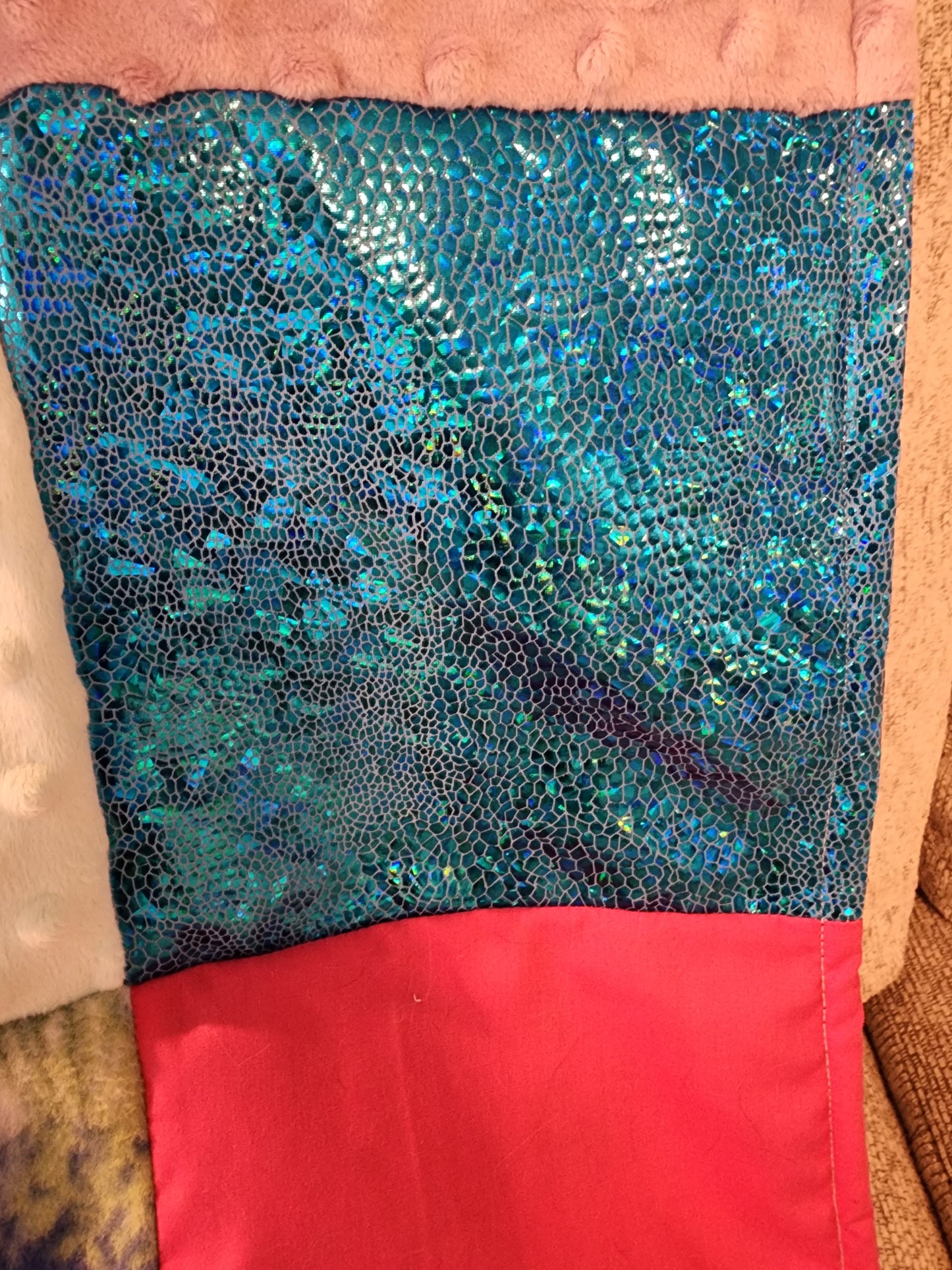 Sensory Blanket- Turtles Theme Push fur zipper pocket turtles pink shimmer mermaid shimmer