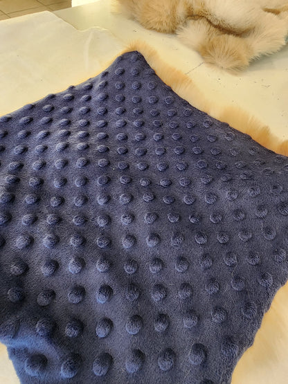 Sensory Square-Rainbow plush fur royal blue dimple dot minky